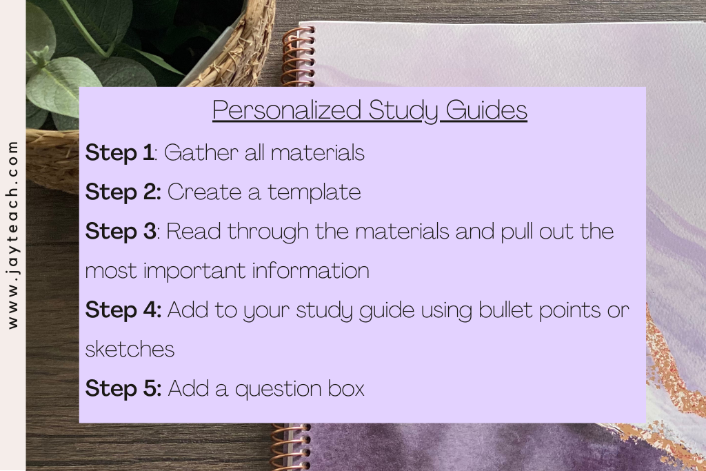 a step-by-step guide for creating a personalized study guide