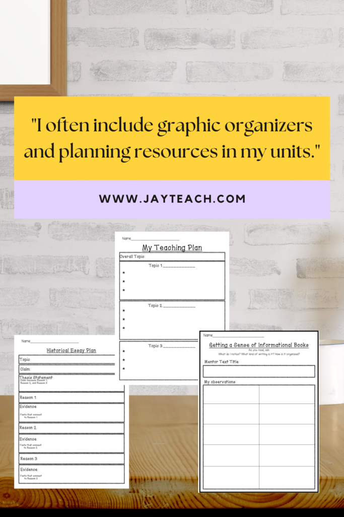 graphic organizers are ideas for writing workshop